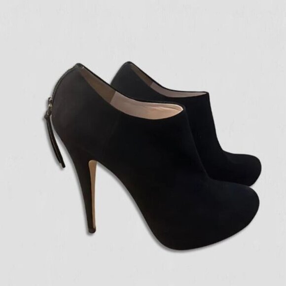 Miu Miu Black Suede Stiletto Heel Ankle Boots Zip 36.5 - Picture 10 of 16